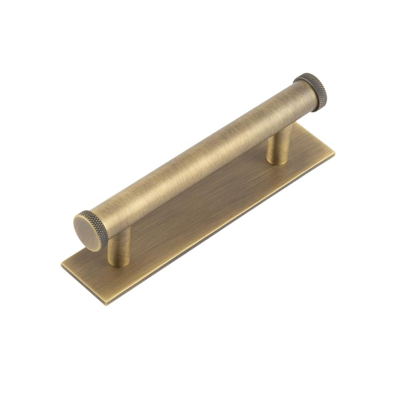 Hoxton Wenlock Cabinet Handles 96mm Ctrs Plain Backplate Antique Brass