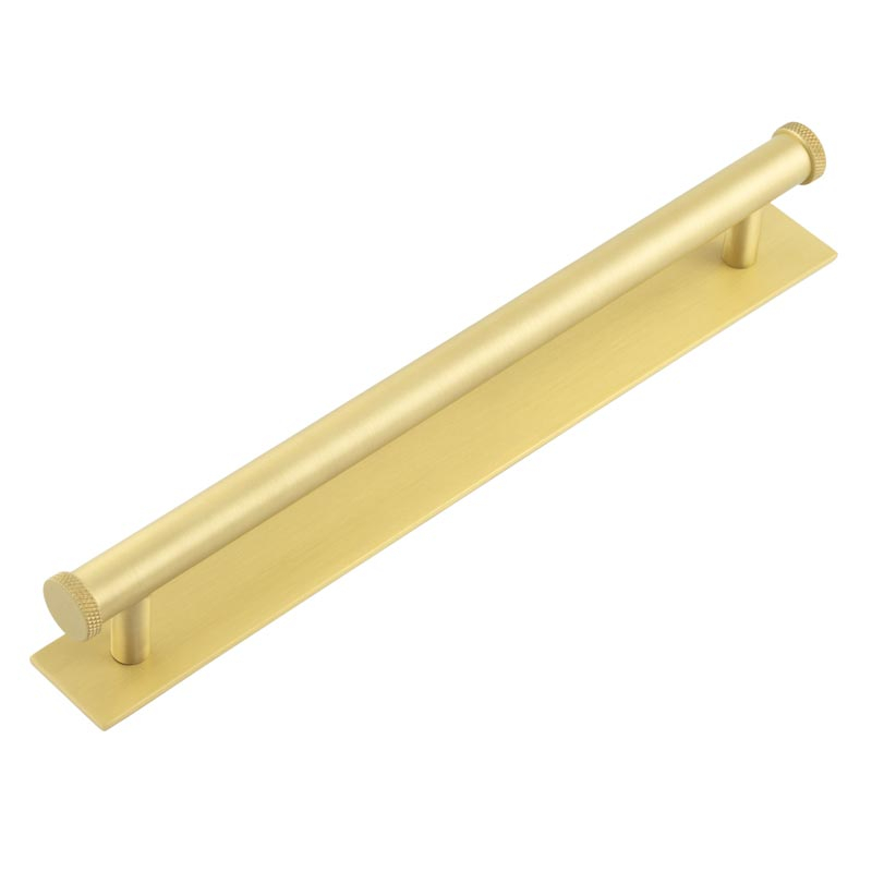 Hoxton Wenlock Cabinet Handles 224mm Ctrs Plain Backplate Satin Brass