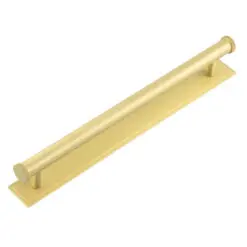 Hoxton Wenlock Cabinet Handles 224mm Ctrs Stepped Backplate Satin Brass