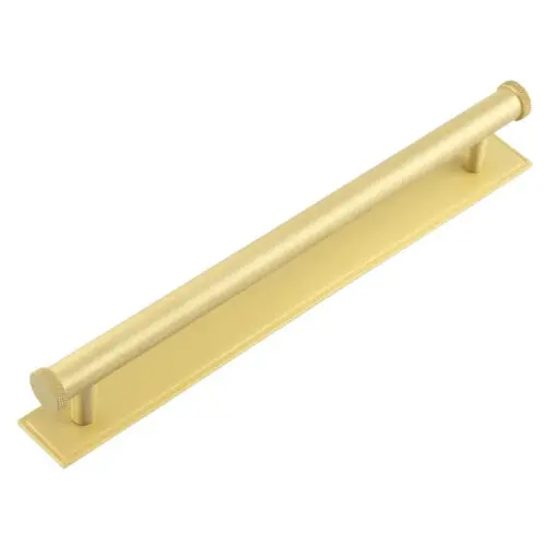 Hoxton Wenlock Cabinet Handles 224mm Ctrs Stepped Backplate Satin Brass