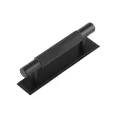 Hoxton Taplow Cabinet Handles 96mm Ctrs Stepped Backplate Matt Black
