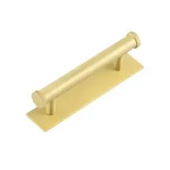 Hoxton Thaxted Cabinet Handles 96mm Ctrs Plain Backplate Satin Brass