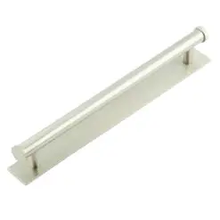 Hoxton Thaxted Cabinet Handles 224mm Ctrs Plain Backplate Satin Nickel