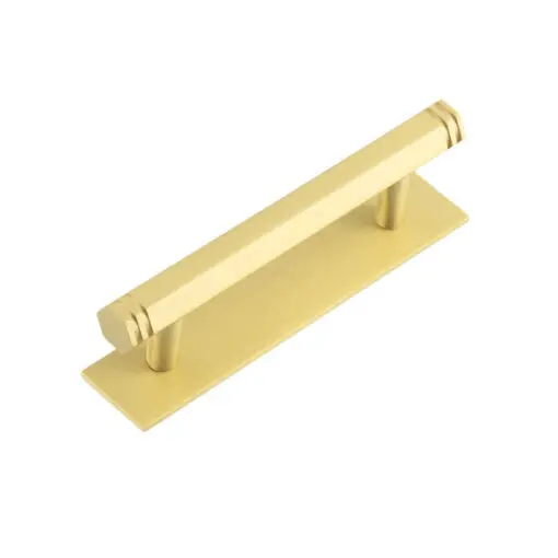 Hoxton Nile Cabinet Handles 96mm Ctrs Plain Backplate Satin Brass