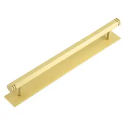 Hoxton Nile Cabinet Handles 224mm Ctrs Plain Backplate Satin Brass