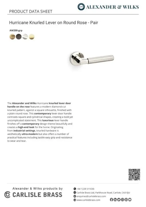 Alexander And Wilks Hurricane Door Handle Knurled On Round Rose Pol Nickel Pvd AW200PNPVD