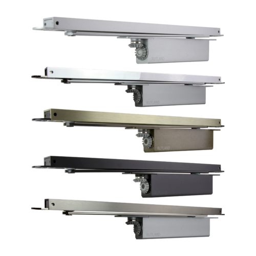 Rutland TS.11204 Door Closer EN 2-4 Concealed Cam Action Door Closer c/w Micro Rail & Connector Bar PVD Brass