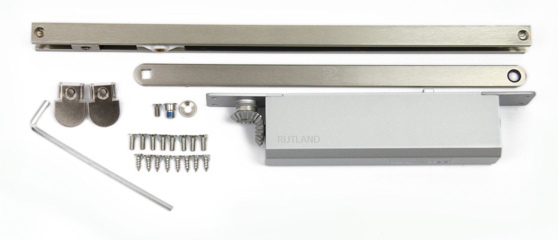 Rutland TS.11204 Door Closer EN 2-4 Concealed Cam Action Door Closer c/w Micro Rail & Connector Bar PVD Brass