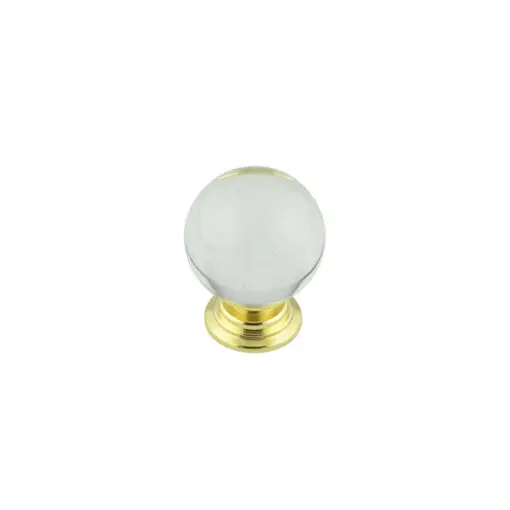 30mm Brass Finish Clear Glass Ball Knob