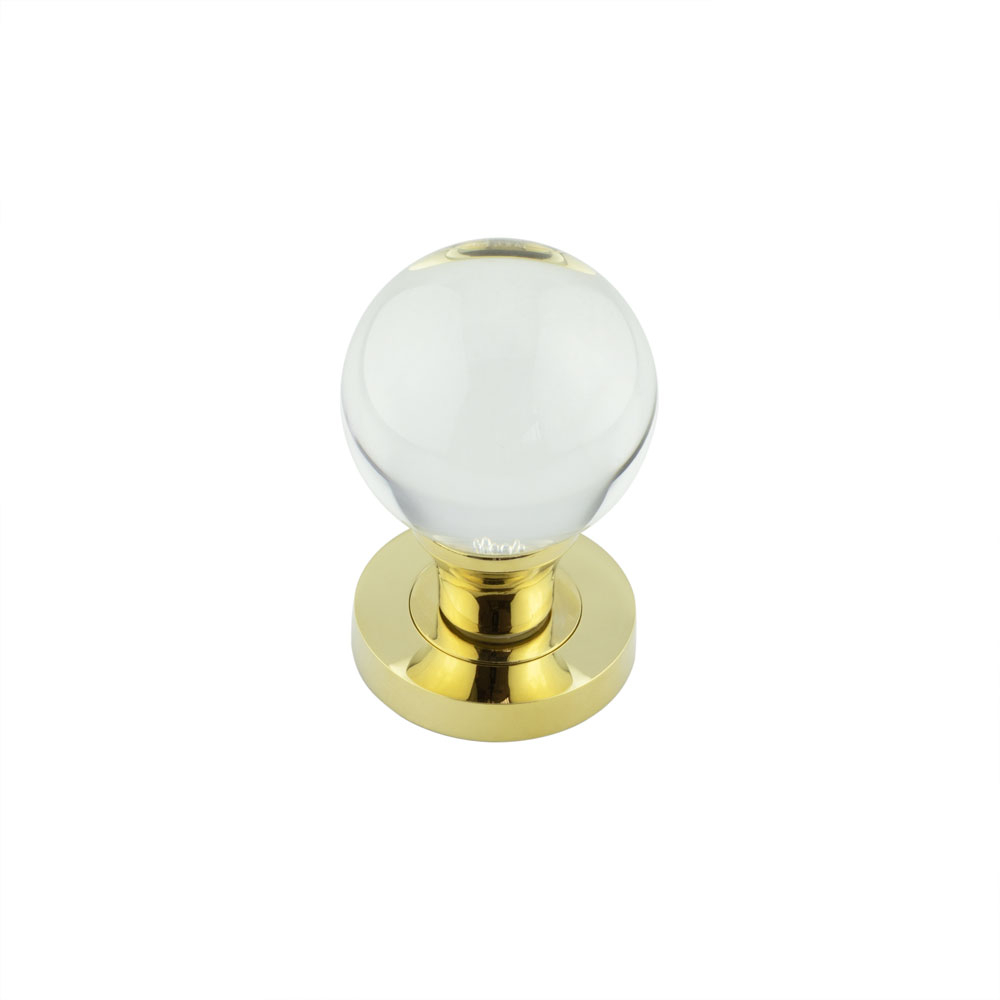 PVD Plain Ball Glass Mortice Knob