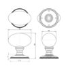 SC Oval Glass Mortice Knob SATIN CHROME JH6000SC