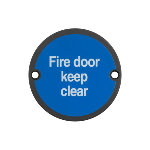 Stainless Steel Fire Door Keep Clear 75mm Black