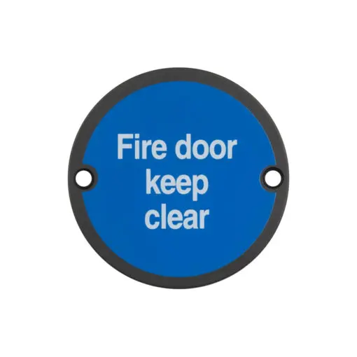 Stainless Steel Fire Door Keep Clear 75mm Black