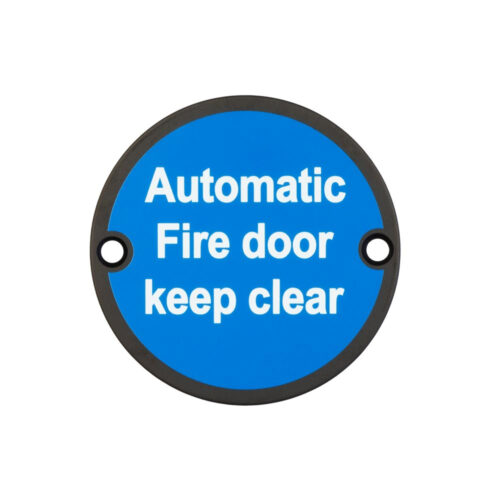 Stainless Steel Automatic Fire Door Keep Clear 75mm Black