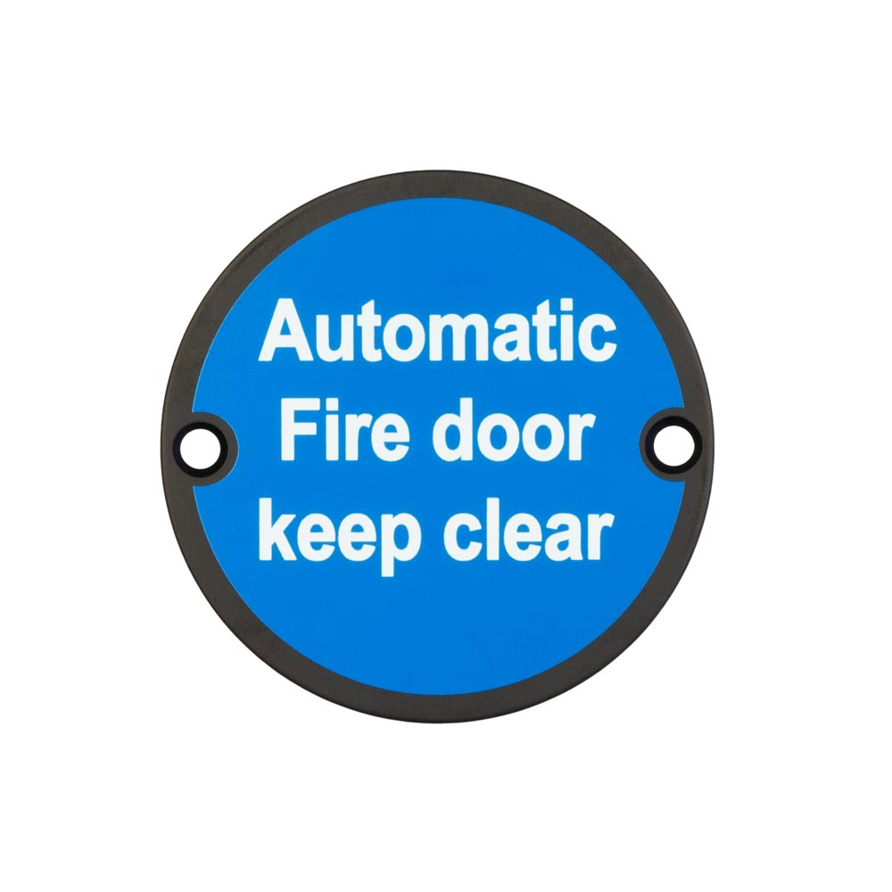 Stainless Steel Automatic Fire Door Keep Clear 75mm Black