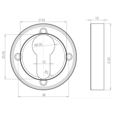 Frelan Euro Profile Escutcheon JV503ESCPB Polished Brass