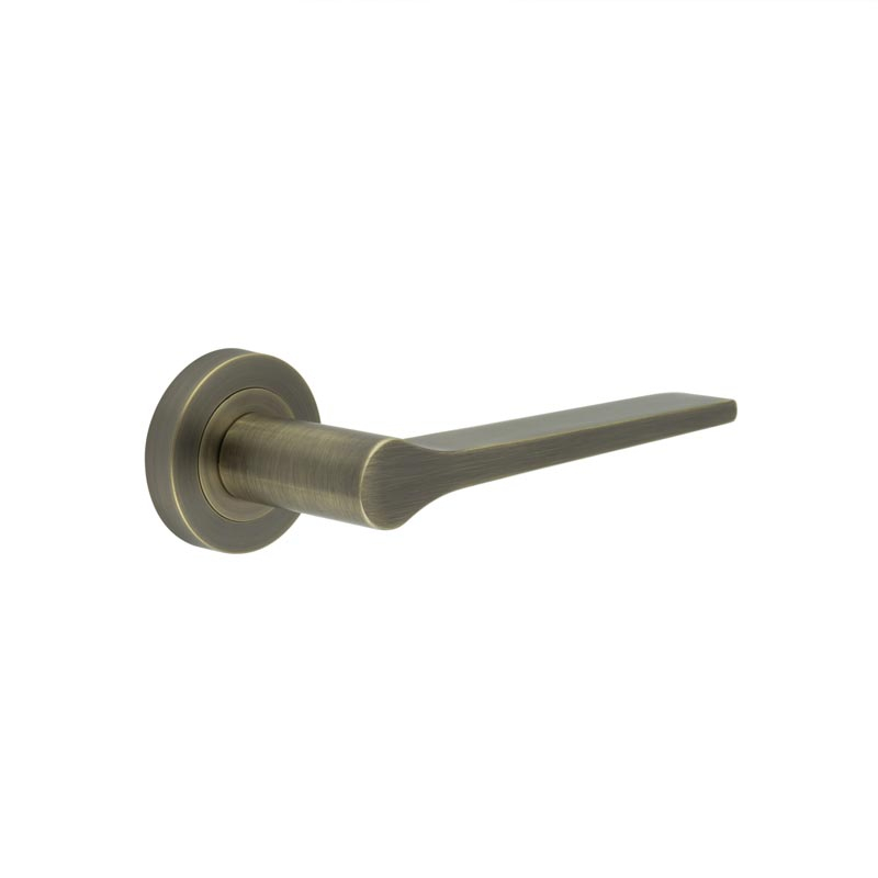 Geo Door Handle in Antique Brass