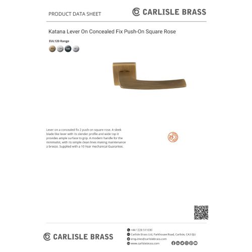 Carlisle Brass Katana Door Handle On Concealed Square Rose - Polished Chrome EUL120CP