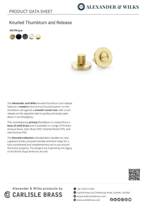 Alexander And Wilks Thumbtun & Release Knurled On 50X6Mm Rose Matt Black AW790BL