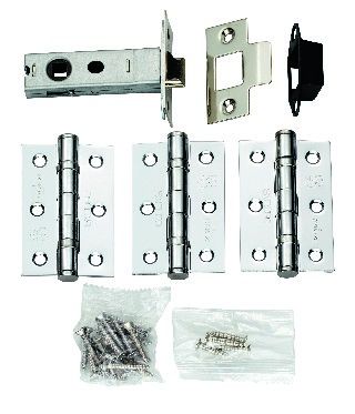 CARLISLE BRASS - LPG725CP LATCH PACK - PAIR AND HALF HINGES & 2.5 INCH BOLT THROUGH LATCH