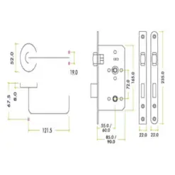 Zoo Hardware Lift To lock Kit Complete with Door Handle Set and Din Lock 60mm ZCS030LLSS-ZDL7260LLSS