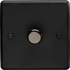 Eurolite Mb1Dled 1 Gang Led Push On Off 2Way Dimmer Switch Round Edge Matt Black Plate Black Nickel Knob