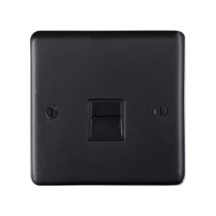 Eurolite Mb1Slb 1 Gang Slave Telephone Socket Round Edge Matt Black Plate Black Interior