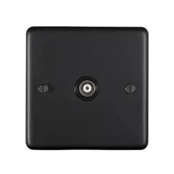 Eurolite Mb1Tvb 1 Gang Tv Coaxial Socket Round Edge Matt Black Plate Black Interior