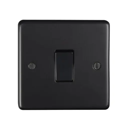 Eurolite Mb20Aswb 1 Gang 20Amp Dp Switch Round Edge Matt Black Plate Black Rocker