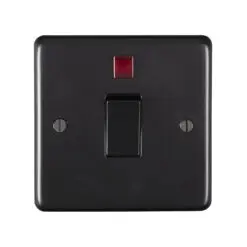 Eurolite Mb20Aswnb 1 Gang 20Amp Dp Switch With Neon Round Edge Matt Black Plate Black Rocker