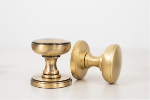 Millhouse Brass Edison Solid Brass Domed Mortice Knob on Concealed Fix Rose - Satin Brass MH400DMKSB