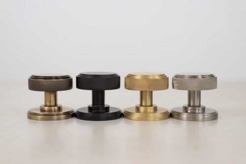 Millhouse Brass Harrison Solid Brass Knurled Mortice Knob on Concealed Fix Rose - Matt Black MH450KSMKMB