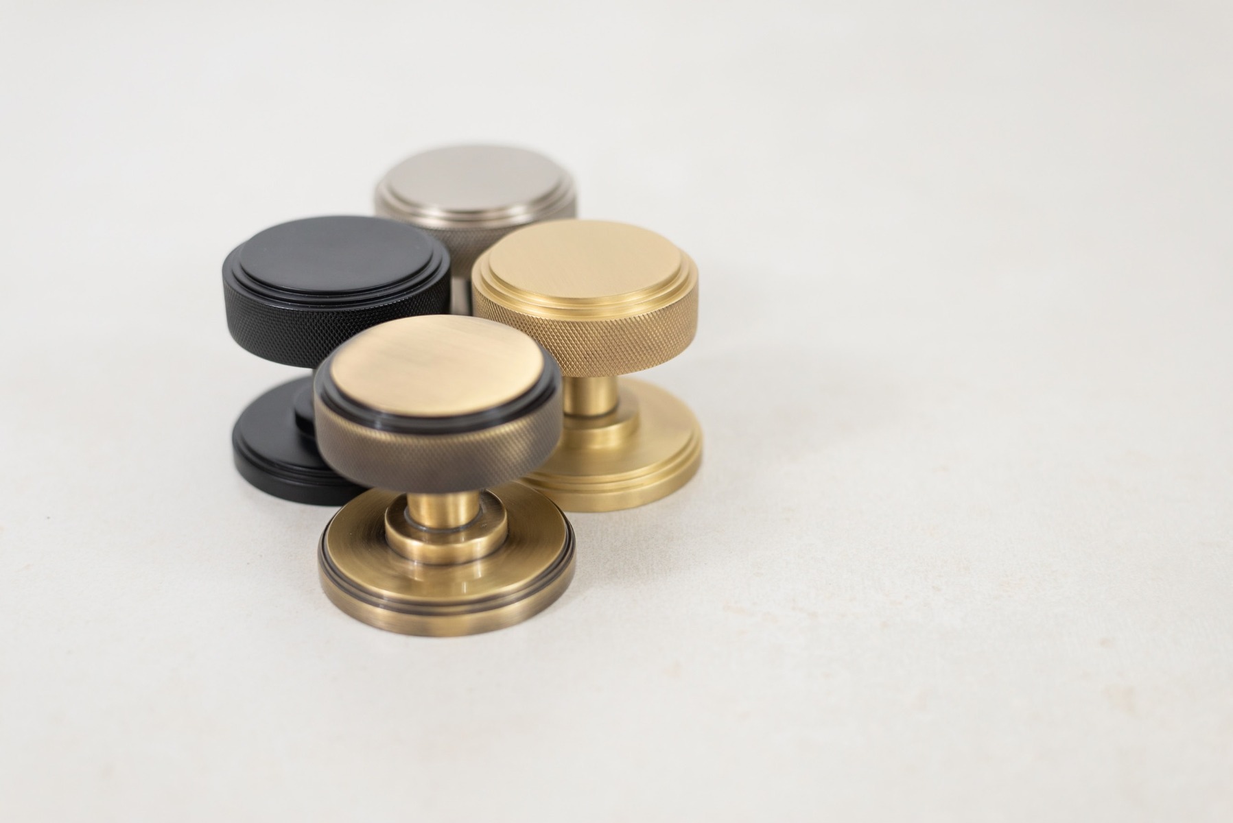 Millhouse Brass Harrison Solid Brass Knurled Mortice Knob on Concealed Fix Rose - Matt Black MH450KSMKMB