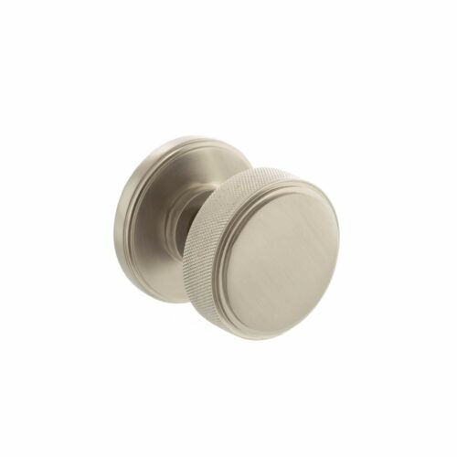 Millhouse Brass Harrison Solid Brass Knurled Mortice Knob on Concealed Fix Rose - Satin Nickel MH450KSMKSN