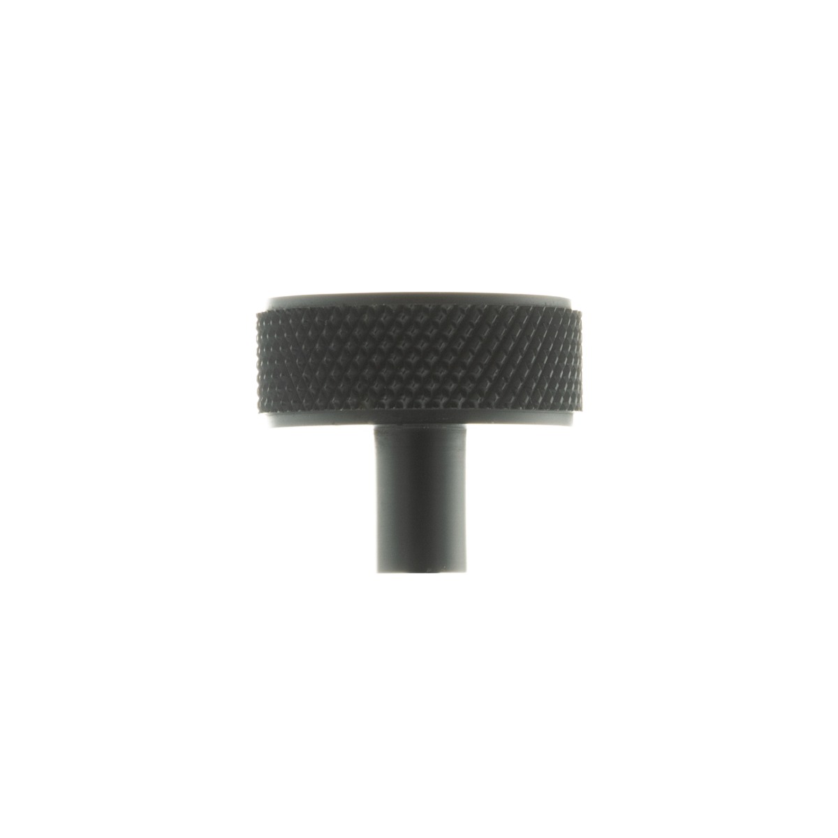 Millhouse Brass Hargreaves Disc Knurled Cabinet Knob on Concealed Fix - Matt Black MHCK1935MB