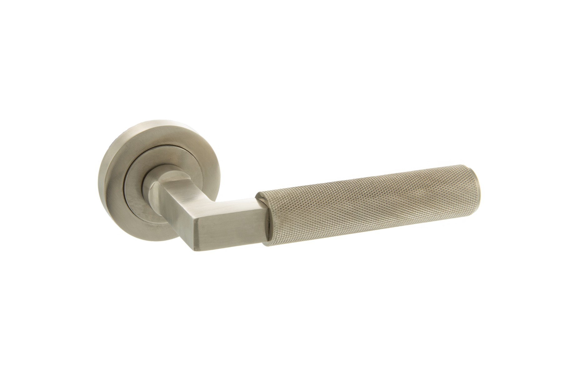 Millhouse Brass Cartwright Designer Lever on Round Rose - Satin Nickel MHR200SN