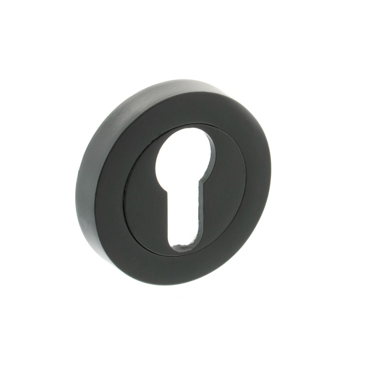 Millhouse Brass Euro Escutcheon on Round Rose - Matt Black MHREMB