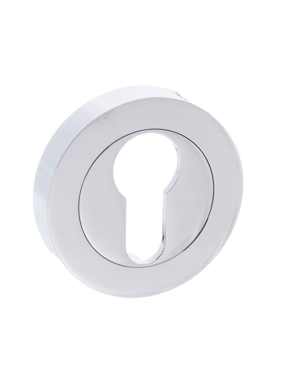 Millhouse Brass Euro Escutcheon on Round Rose - Polished Chrome MHREPC