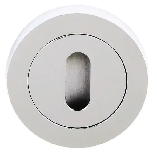 Millhouse Brass Key Escutcheon on Round Rose - Polished Chrome MHRKPC