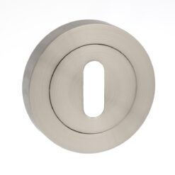 Millhouse Brass Key Escutcheon on Round Rose - Satin Nickel MHRKSN