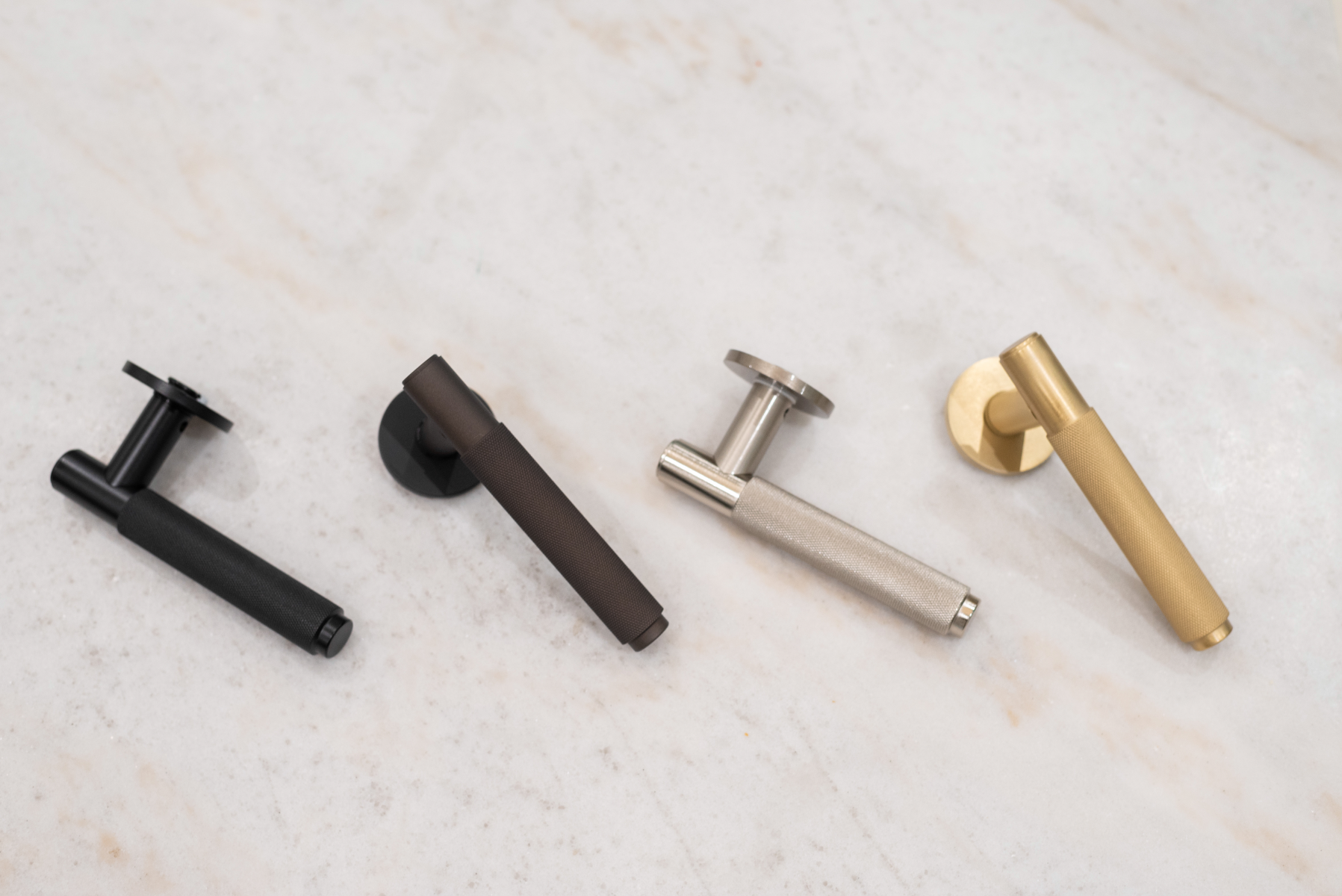 Millhouse Brass Crompton Designer Lever on 5mm Slimline Round Rose - Urban Dark Bronze MHSR100UDB