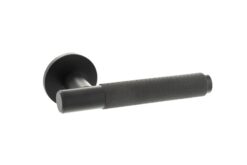 Millhouse Brass Crompton Designer Lever on 5mm Slimline Round Rose - Matt Black MHSR100MB