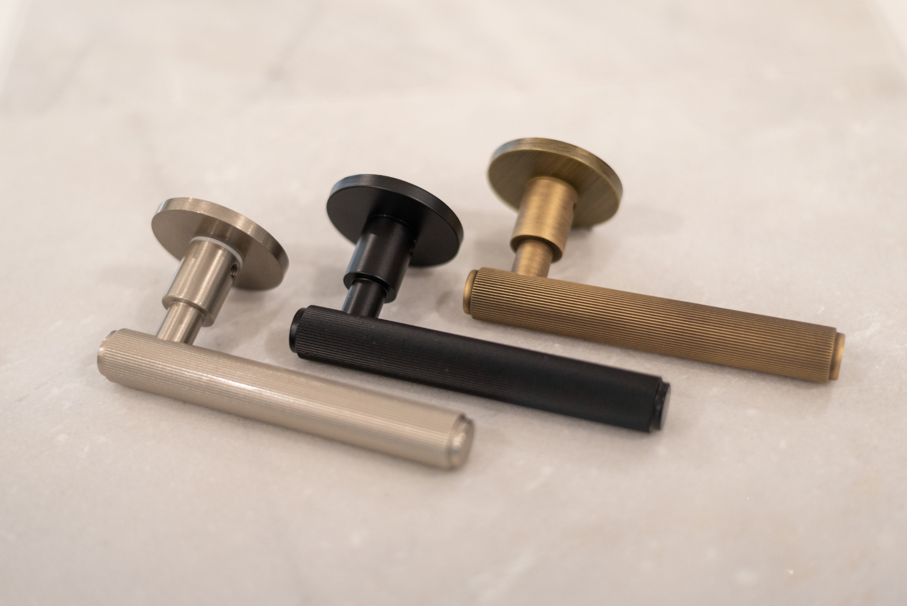 Millhouse Brass Stephenson Designer Lever on 5mm Slimline Round Rose - Satin Brass MHSR250SB