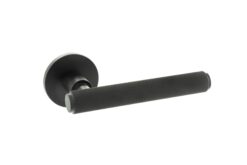 Millhouse Brass Stephenson Designer Lever on 5mm Slimline Round Rose - Matt Black MHSR250MB