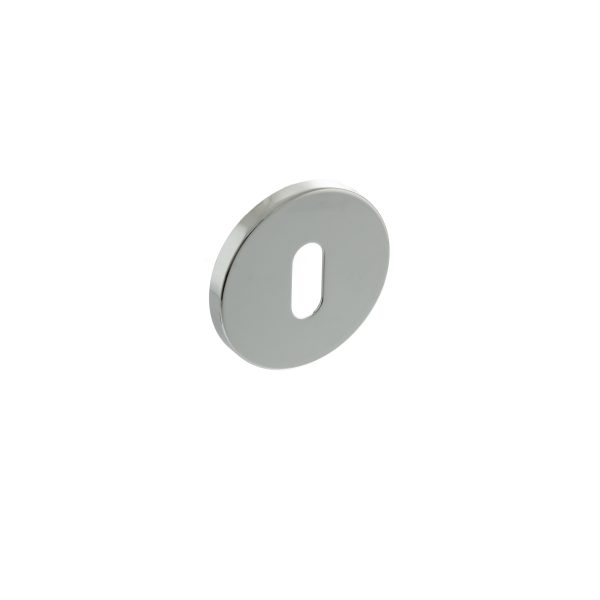 Millhouse Brass Key Escutcheon on 5mm Slimline Round Rose - Polished Nickel MHSRKPN