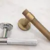 Millhouse Brass Crompton Designer Lever on 5mm Slimline Round Rose - Satin Nickel MHSR100SN