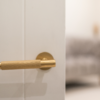 Millhouse Brass Crompton Designer Lever on 5mm Slimline Round Rose - Satin Brass MHSR100SB