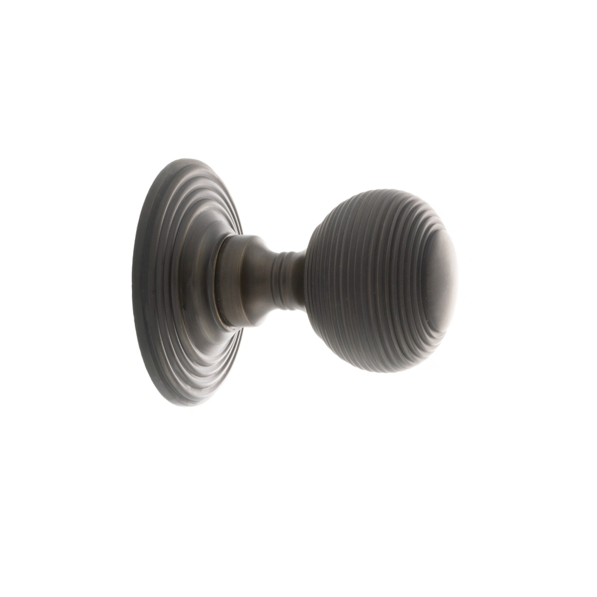 Old English Ripon Solid Brass Reeded Mortice Knob on Concealed Fix Rose - Urban Dark Bronze OE50RMKUDB