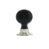 Old English Whitby Ebony Wood Reeded Mortice Knob on 60mm Face Fix Rose - Satin Nickel OE60RREMKSN
