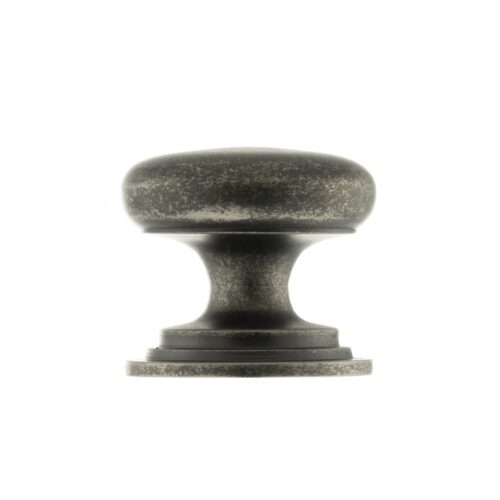 Old English Lincoln Solid Brass Victorian Knob 38mm on Concealed Fix - Distressed Silver OEC1238DS